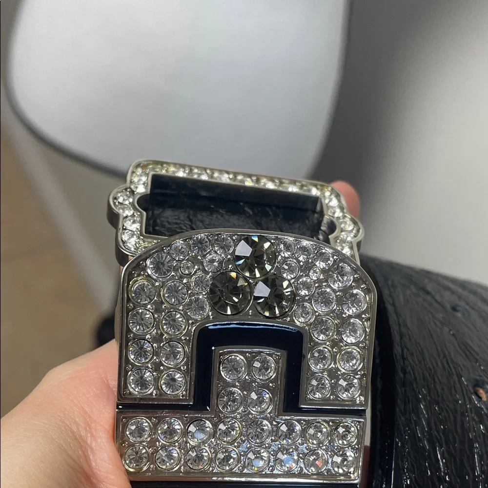 NEW Black Belt with Crystal Embellished Buckle
